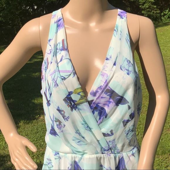 NWT $138 BCBGeneration | Aquashell | Racerback Tiered Lace Inset Dress | 10 - Picture 3 of 15